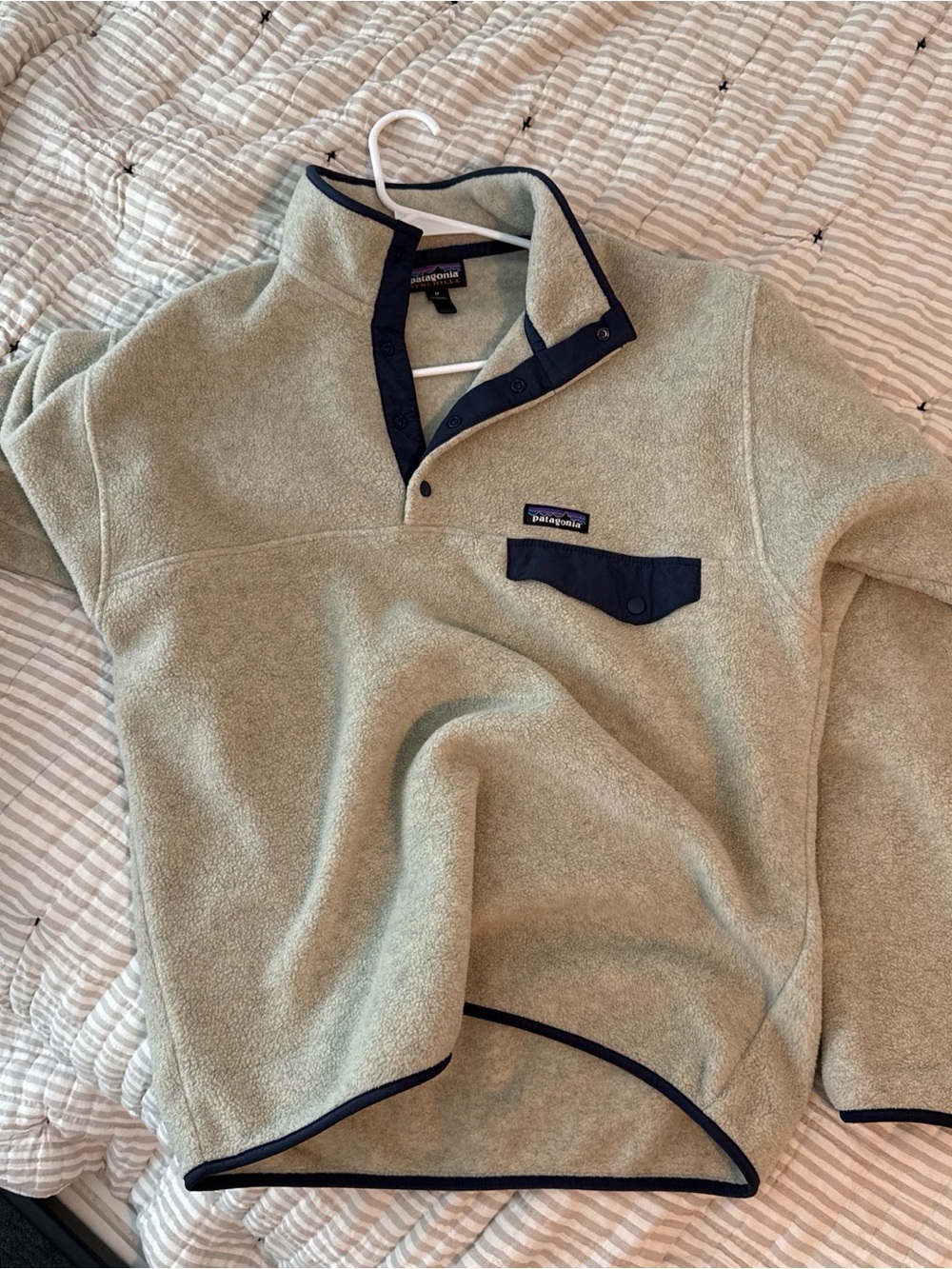 Patagonia Synchilla Fleece - Cream Body with Navy Trim